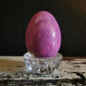 Vintage Genuine Purple Alabaster Hand-Carved Egg By Ducceschi Made In Italy